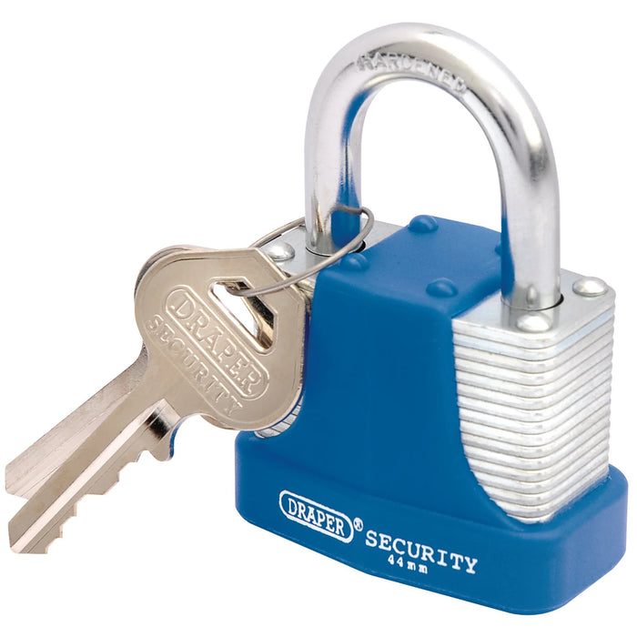 Draper Laminated Steel Padlock and 2 Keys with Hardened Steel