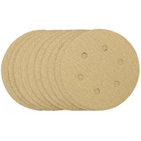 Draper Gold Sanding Discs with Hook & Loop, 150mm, 180 Grit, 6 Dust Extraction