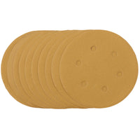 Draper Gold Sanding Discs with Hook & Loop, 150mm, 240 Grit, 6 Dust Extraction