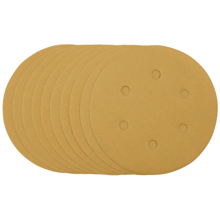 Draper Gold Sanding Discs with Hook & Loop, 150mm, 320 Grit, 6 Dust Extraction