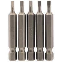 Draper Plain Slot Insert Bit, , 1/4" Hex, 50mm Long (Pack of 5) 3-8mm