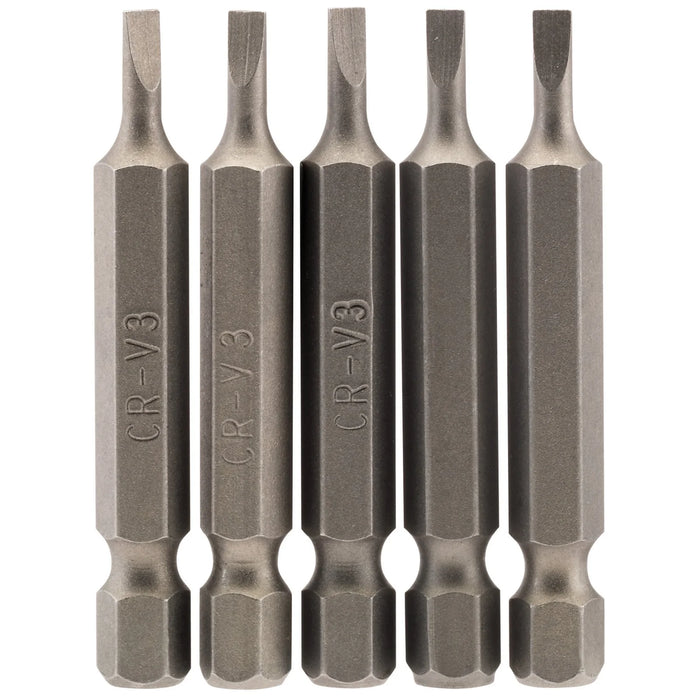 Draper Plain Slot Insert Bit, , 1/4" Hex, 50mm Long (Pack of 5) 3-8mm
