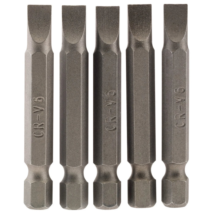 Draper Plain Slot Insert Bit, , 1/4" Hex, 50mm Long (Pack of 5) 3-8mm