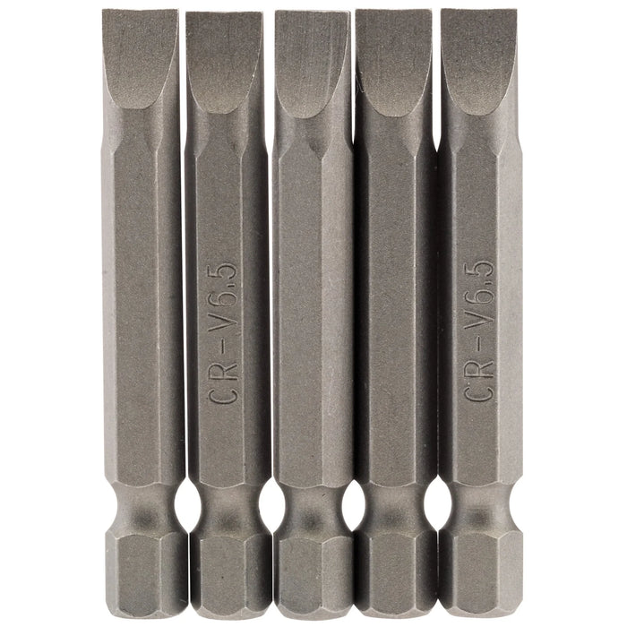 Draper Plain Slot Insert Bit, , 1/4" Hex, 50mm Long (Pack of 5) 3-8mm