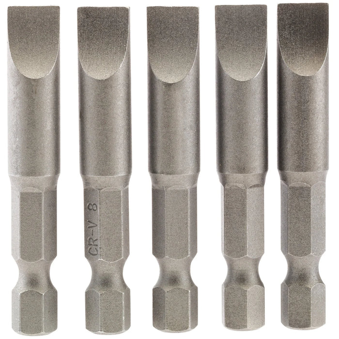 Draper Plain Slot Insert Bit, , 1/4" Hex, 50mm Long (Pack of 5) 3-8mm