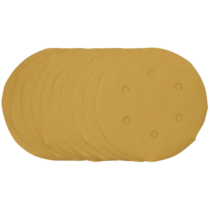 Draper Gold Sanding Discs with Hook & Loop, 150mm, 400 Grit, 6 Dust Extraction