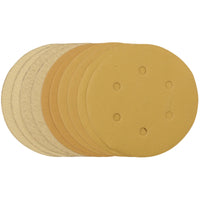 Draper Gold Sanding Discs with Hook & Loop, 150mm, Assorted Grit - 120G, 180G
