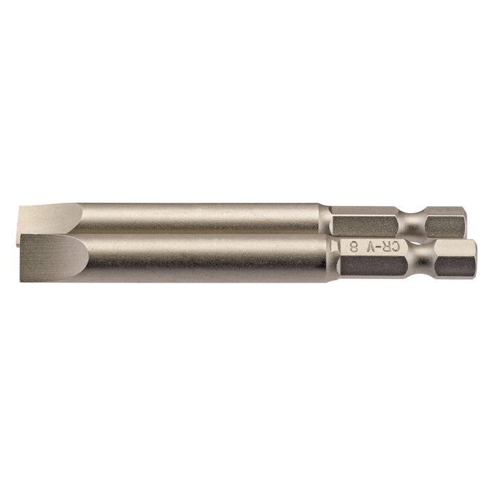 Draper Plain Slot Insert Bit, , 1/4" Hex, 75mm Long (Pack of 2) 3-8mm
