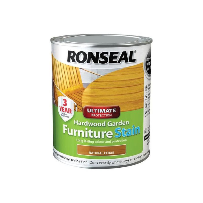 Ronseal Ultimate Protection Hardwood Garden Furniture Stain Natural Cedar 750ml Ronseal - Town Tools