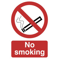 Draper No Smoking' Prohibition Sign, 200 x 300mm 72165