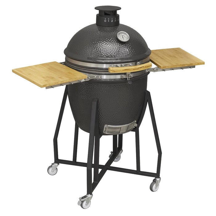 Dellonda Deluxe 22"(56cm) Ceramic Kamado Style BBQ with Wheeled Stand