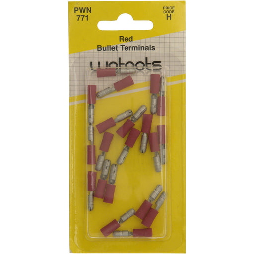 Wot-Nots Wiring Connectors - Red - Male Bullet - 4mm - Pack of 25 Pearl - Town Tools 