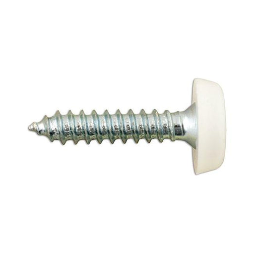 Connect Number Plate Screw 10 x 1" White Polytop 100pc 31546 Tool Connection - Town Tools 