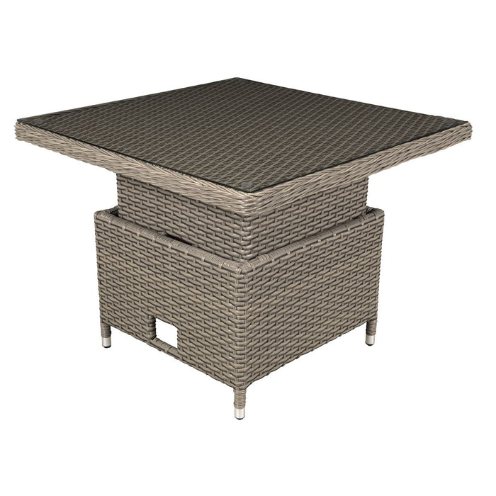 Dellonda Chester Rattan Wicker Adjustable-Height Outdoor Dining Table