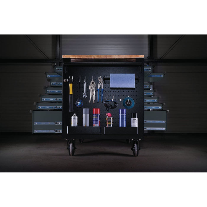 Draper BUNKER Multi-Functional Workbench Roller Tool Cabinet, 14 Drawer, 48", Gr