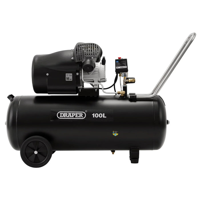 Draper 230V 100L Direct Drive V-Twin Air Compressor, 2.2kW/3hp - DA100/412TV