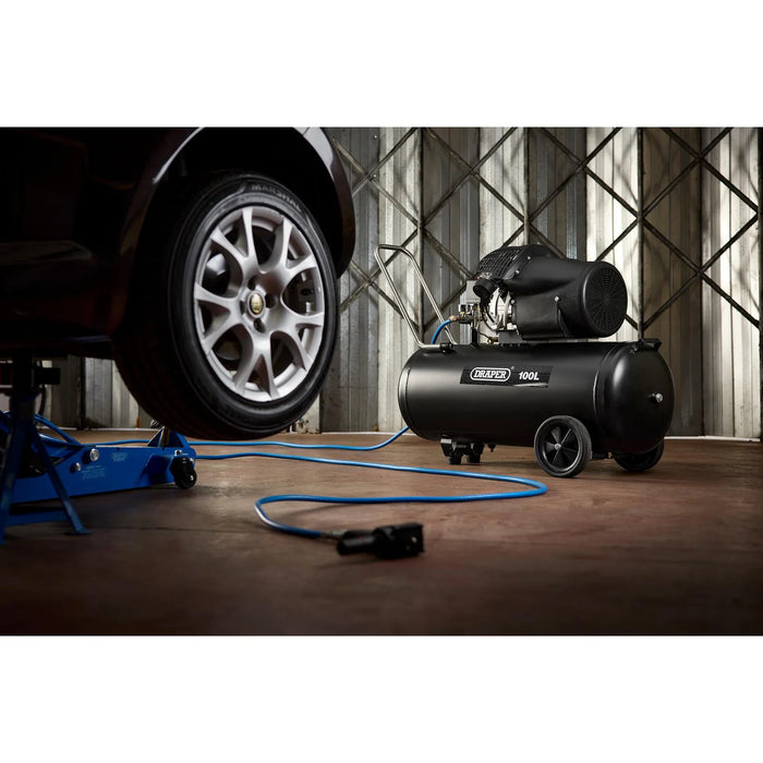 Draper 230V 100L Direct Drive V-Twin Air Compressor, 2.2kW/3hp - DA100/412TV