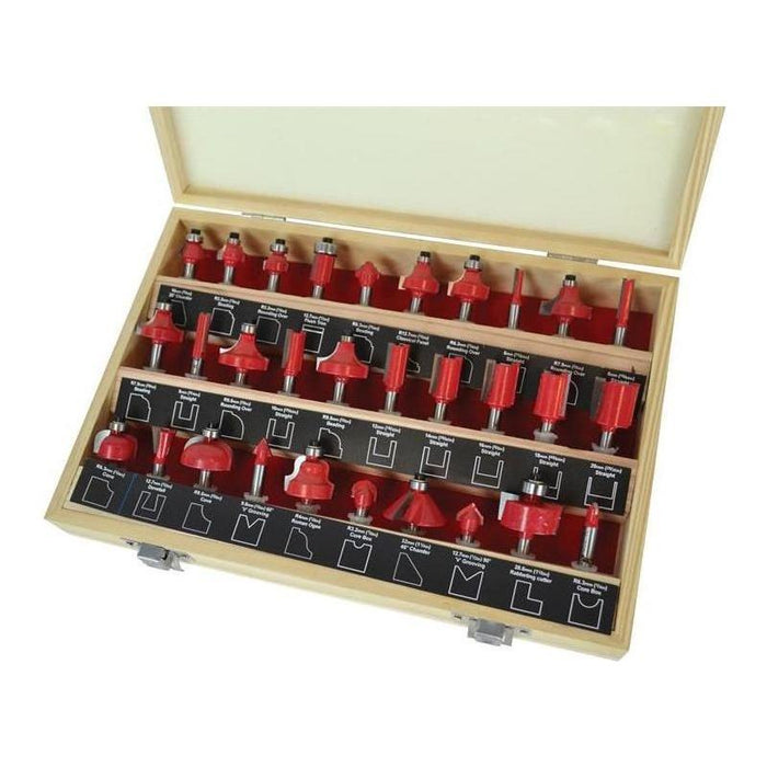 Faithfull 1/4in TCT Router Bit Set, 30 Piece Faithfull - Town Tools
