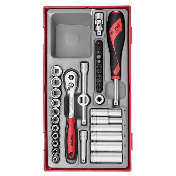 Teng Tools 1/4" Socket Set 12 pt TT1 35 Pieces Teng Tools - Town Tools 