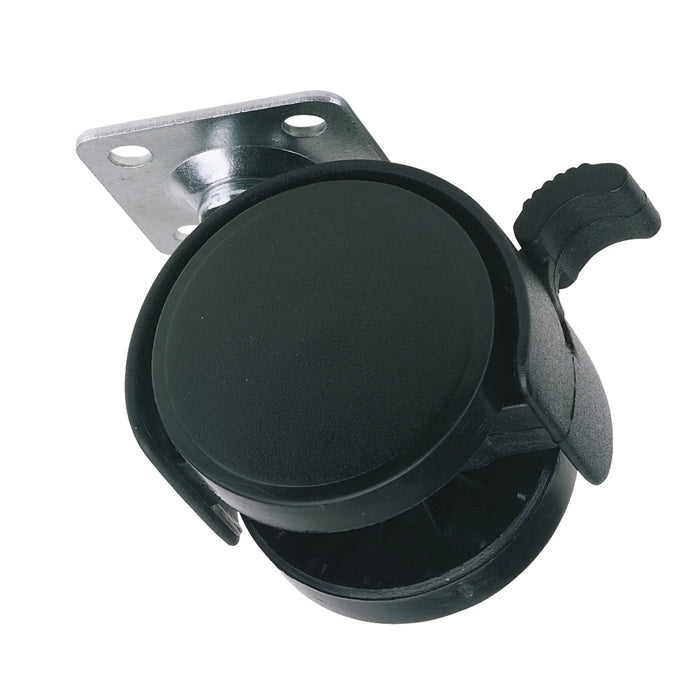 Draper Twin Nylon Plate Castor with Brake, 40mm Diameter, S.W.L. 25kg - 60140PB
