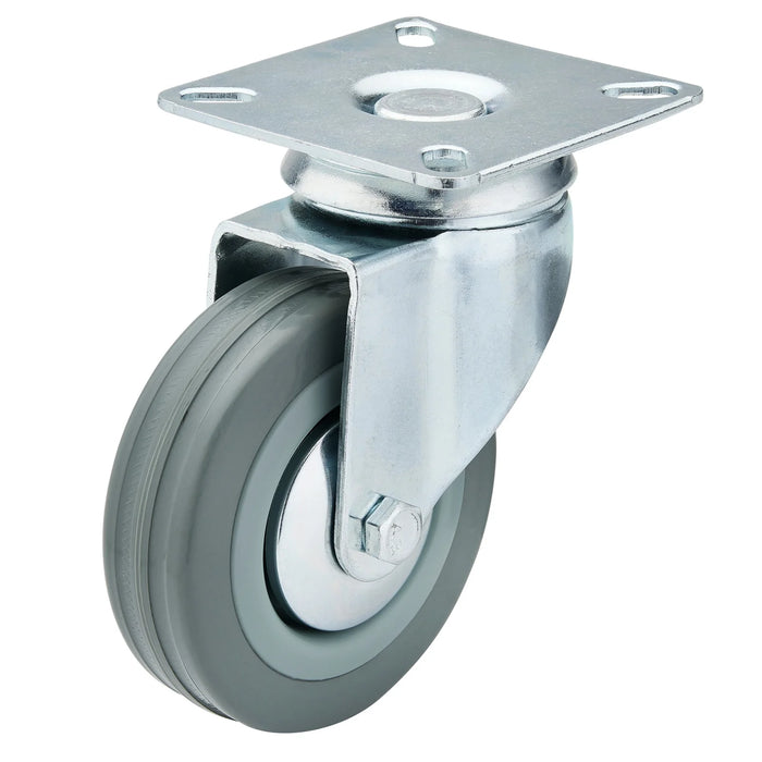 Draper Swivel Plate Fixing Rubber Castor, 75mm Diameter, S.W.L. 70kg - 60275P