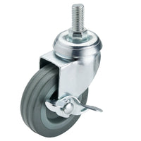 Draper Swivel Bolt Fixing Rubber Castor with Brake, 75mm Diameter, S.W.L. 70kg