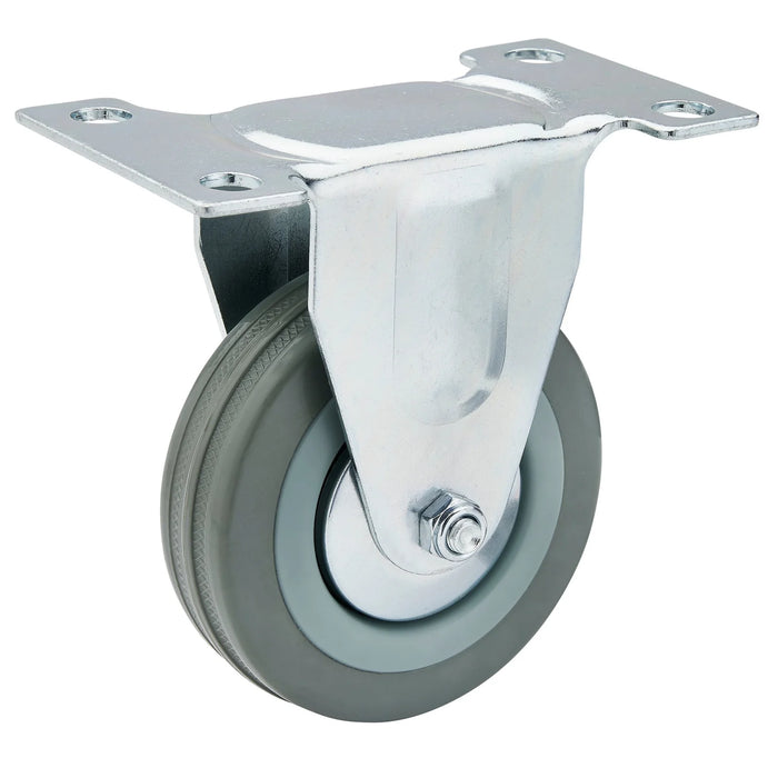 Draper Fixed Plate Fixing Rubber Castor, 75mm Diameter, S.W.L. 70kg - 60275F