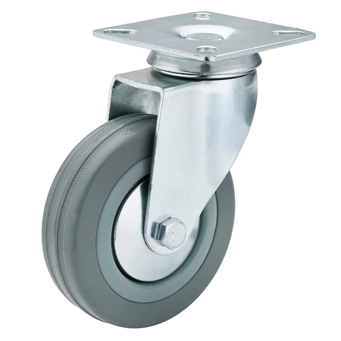 Draper Swivel Plate Fixing Rubber Castor, 100mm Diameter, S.W.L. 80kg - 602100P