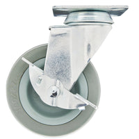 Draper Swivel Plate Fixing Rubber Castor with Brake, 100mm Diameter, S.W.L. 80kg