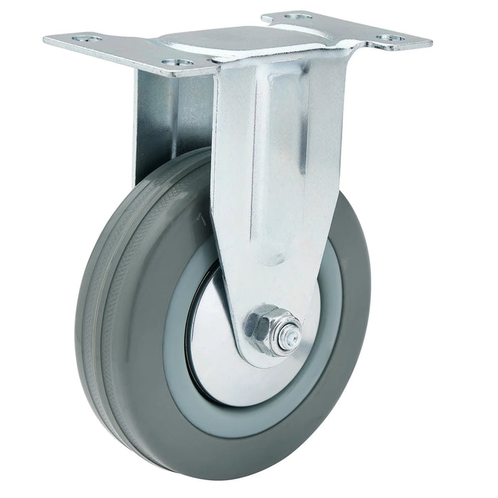 Draper Fixed Plate Fixing Rubber Castor, 100mm Diameter, S.W.L. 80kg - 602100F