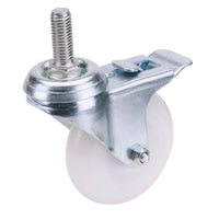 Draper Swivel Bolt Fixing Nylon Wheel with Brake, 75mm Diameter, S.W.L. 70kg