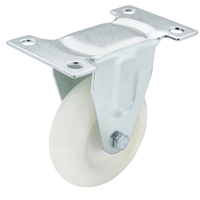Draper Fixed Plate Fixing Nylon Wheel, 75mm Diameter, S.W.L. 100kg - 60475F