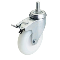 Draper Swivel Bolt Fixing Nylon Wheel with Brake, 100mm Diameter, S.W.L. 125kg