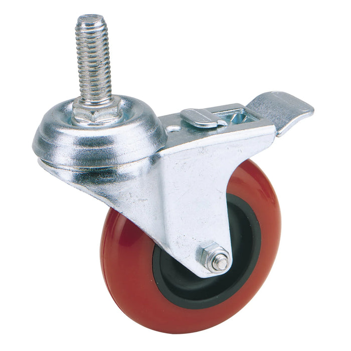 Draper Swivel Bolt Fixing Polyurethane Wheel with Brake, 75mm Diameter, S.W.L.