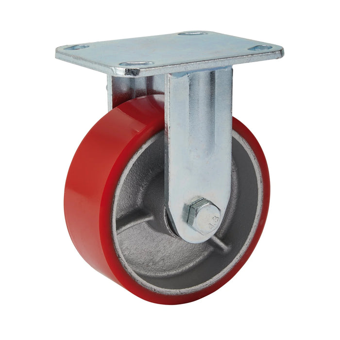 Draper Fixed Plate Fixing Heavy Duty Polyurethane Wheel, 125mm Diameter, S.W.L.