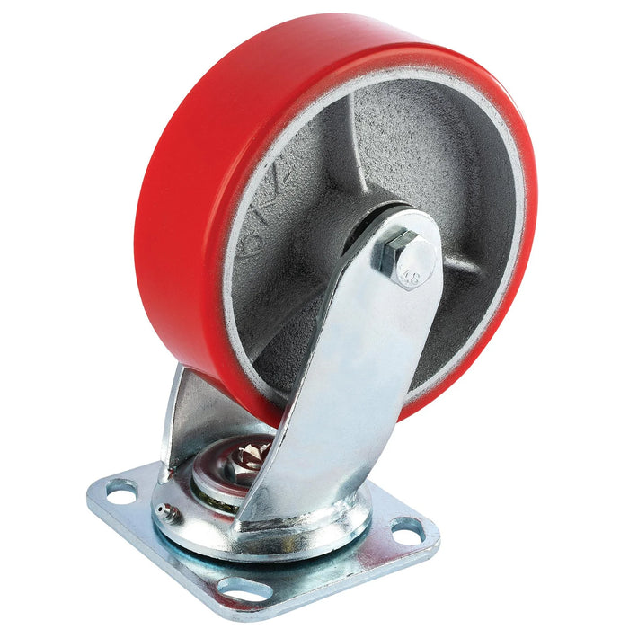 Draper Swivel Plate Fixing Heavy Duty Polyurethane Wheel, 160mm Diameter, S.W.L.