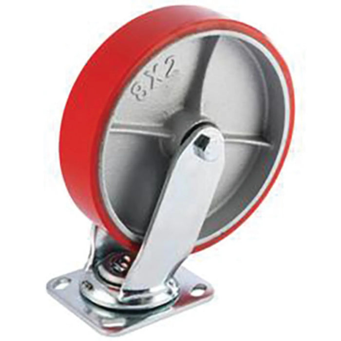 Draper Swivel Plate Fixing Heavy Duty Polyurethane Wheel, 200mm Diameter, S.W.L.