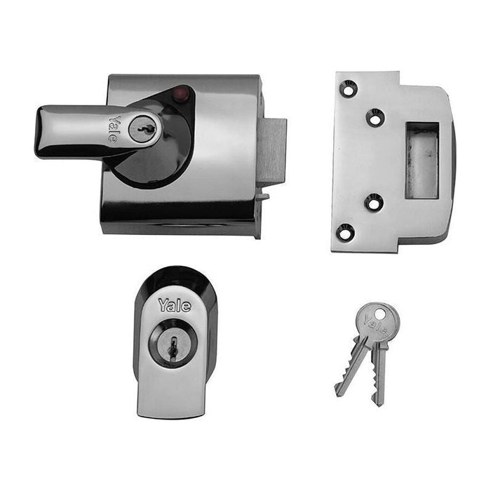 Yale Locks BS1 Nightlatch British Standard Lock 60mm Backset Chrome Finish Visi Yale Locks - Town Tools