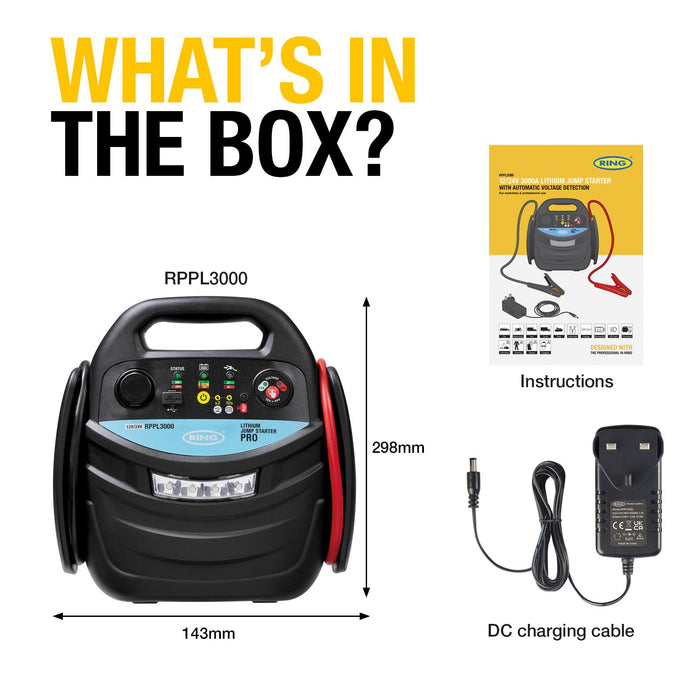 Ring RPPL3000 JUMPSTART PRO 3000 Professional Jump Starter