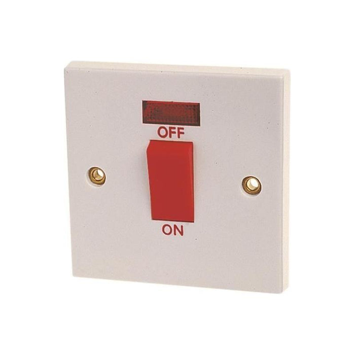 Dencon Double Pole Switch with Pilot Lamp 45A Dencon - Town Tools