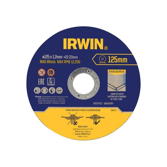 Irwin® Metal Cutting Disc 125 x 1.2 x 22.2mm Tin of 10 IRWIN® - Town Tools