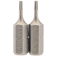 Draper TX-STAR® Insert Bit, 1/4" Hex, Long, T6 (Pack of 2) 25-75mm
