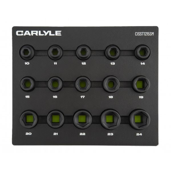 Carlyle Tools 15 Pc 1/2In Drive Metric 6 Pt Stubby Impact Socket Set
