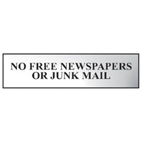 Scan No Free Newspapers Or Junk Mail - Polished Chrome Effect 200 x 50mm