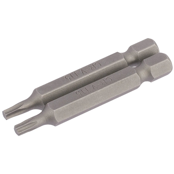 Draper TX-STAR® Insert Bit, 1/4" Hex, Long, T15 (Pack of 2) 25-75mm