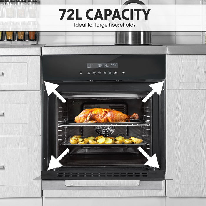 Baridi Integrated Fan-Assisted Electric Oven 60cm 72L Capacity - Black