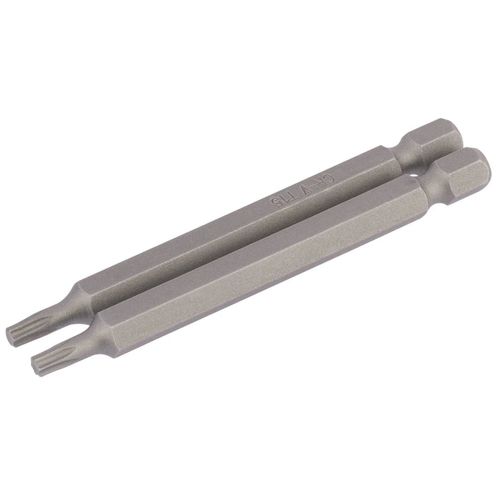 Draper TX-STAR® Insert Bit, 1/4" Hex, Long, T15 (Pack of 2) 25-75mm