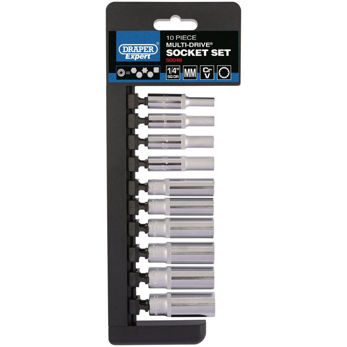 Draper Multi-Drive Metric Deep Socket Set, 1/4" Sq. Dr. (10 Piece) 50048