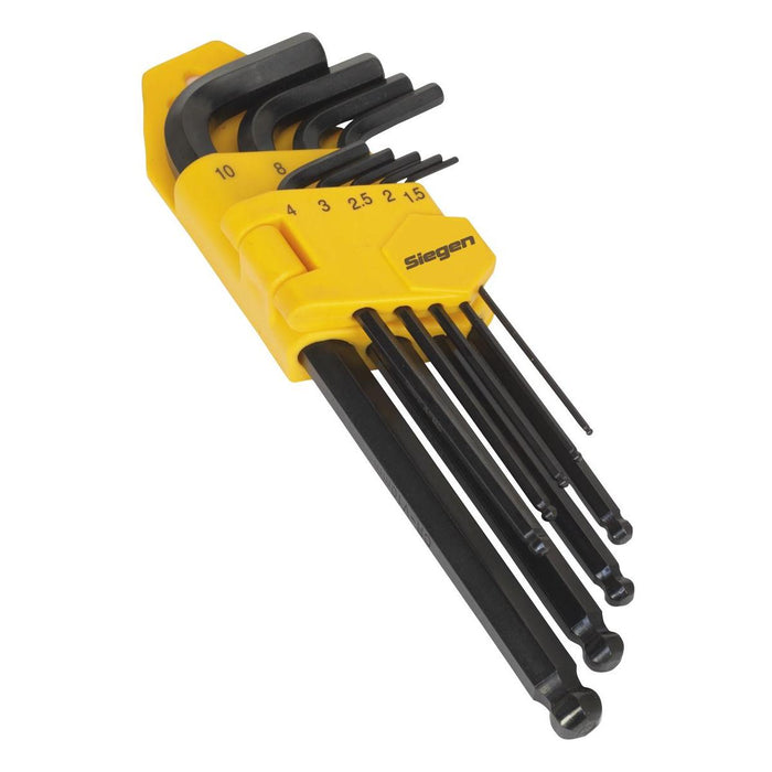 Sealey Ball-End Hex Key Set 9pc Long Metric S01093 Siegen by Sealey - Town Tools 