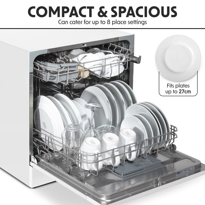 Baridi Tabletop Dishwasher 8 Place Settings 8L Capacity - White DH86 Baridi - Town Tools 